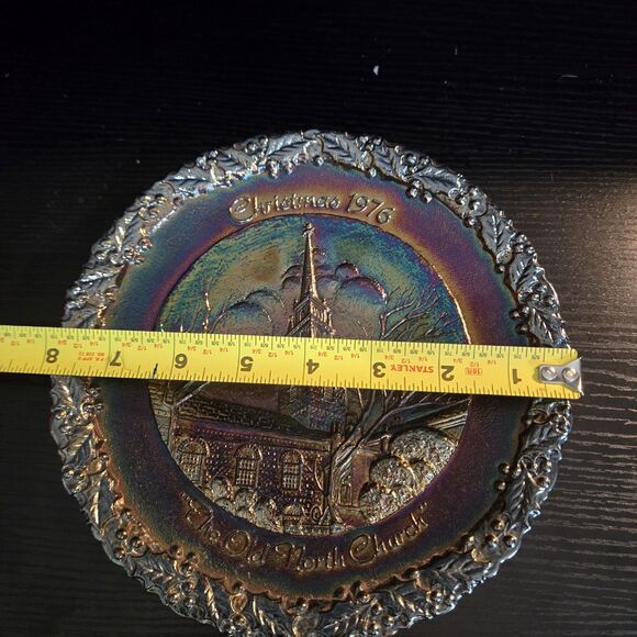 Fenton 1976 Christmas in America Plate No.7 The Old North Church W/ Sticker - Picture 5 of 5